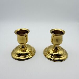 Partylite Brass Candle Holders Set Gold Tone Taper Candlesticks Pair 2